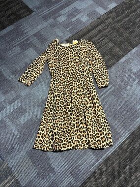 Leopard Print women’s Dress - Tan & Black Long Sleeve